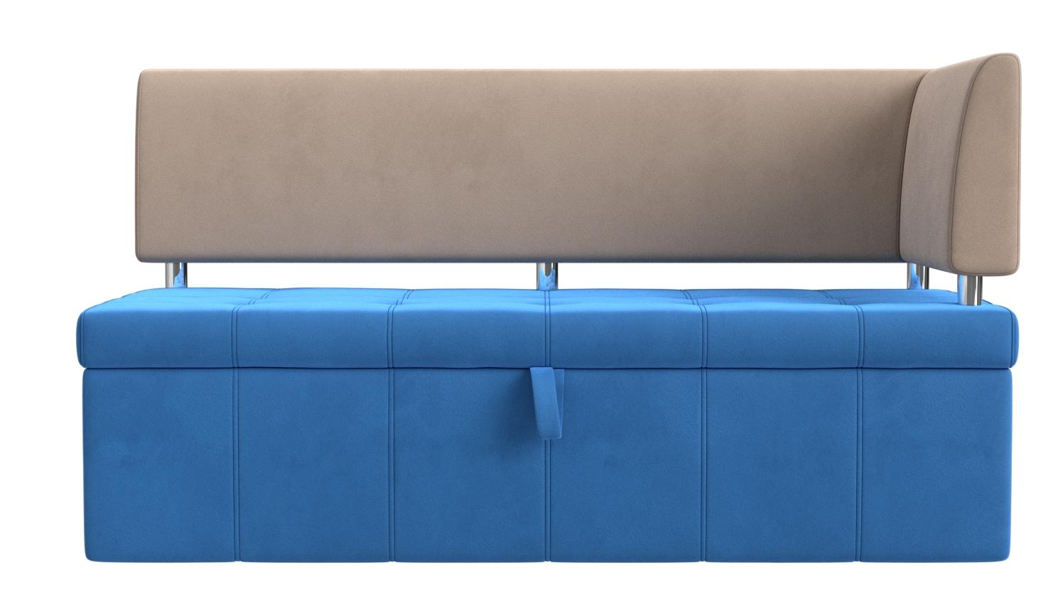 Кухонный прямой диван Стоун с углом правый (голубой\бежевый)