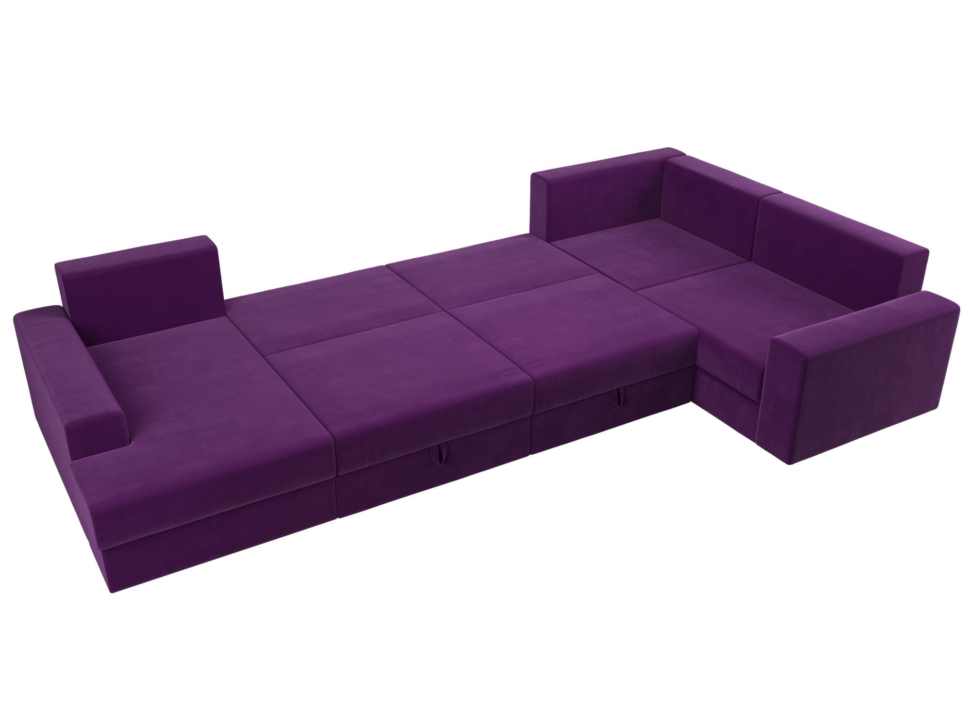 П-образный диван Майами левый угол (Фиолетовый\Фиолетовый\Черный)