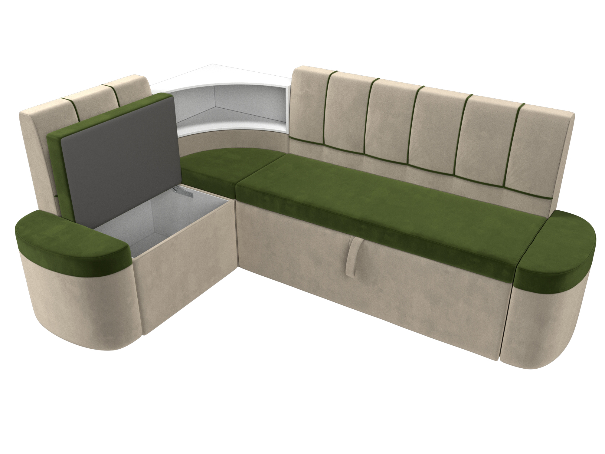 Кухонный угловой диван Тефида левый угол (Зеленый\Бежевый)