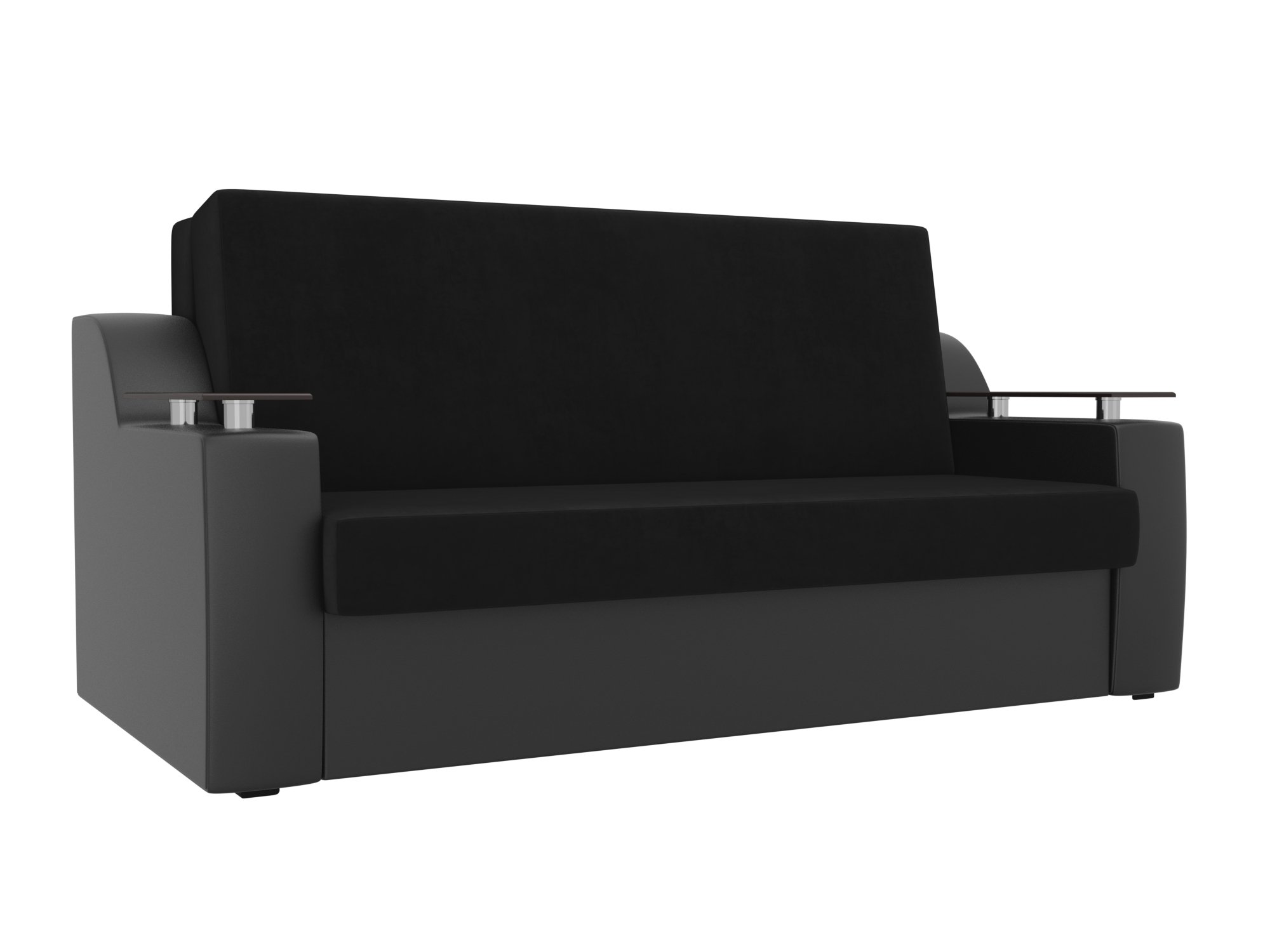 Прямой диван аккордеон Сенатор 120 (Черный\Черный)