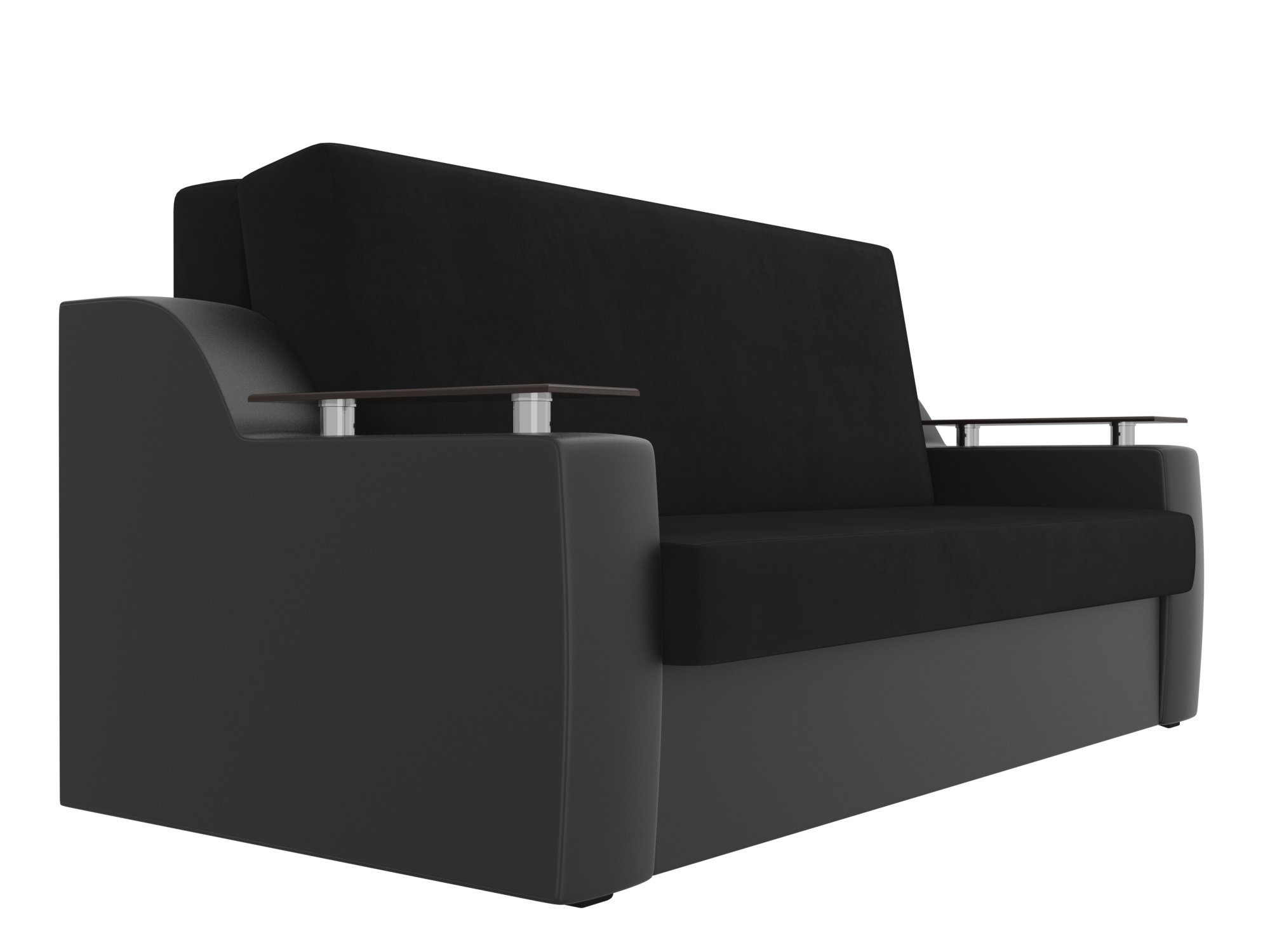 Прямой диван аккордеон Сенатор 160 (Черный\Черный)