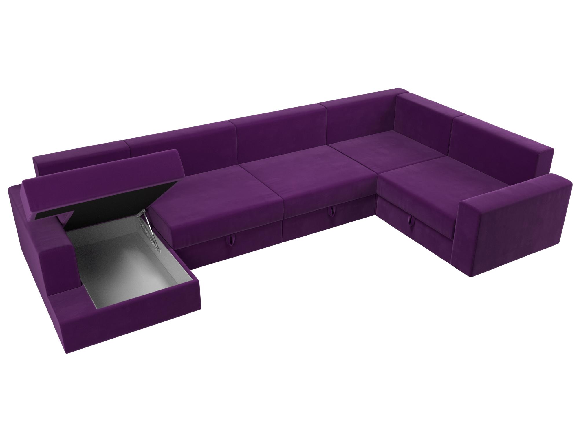 П-образный диван Майами левый угол (Фиолетовый\Фиолетовый\Черный)