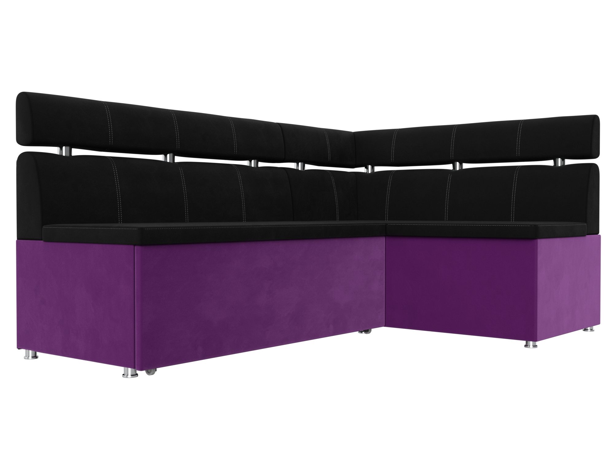 Кухонный угловой диван Классик правый 
угол (Черный\Фиолетовый)
