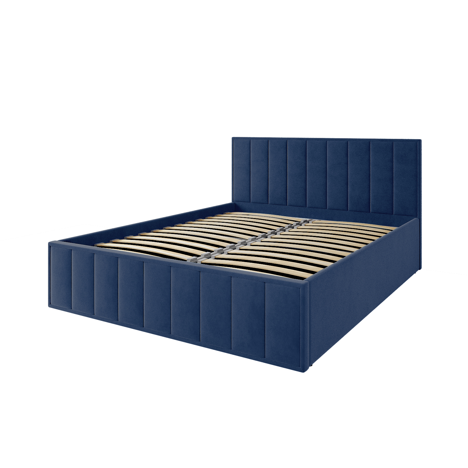 Мягкая кровать Лана 1,6 с подъемным механизмом (синий велюр)
