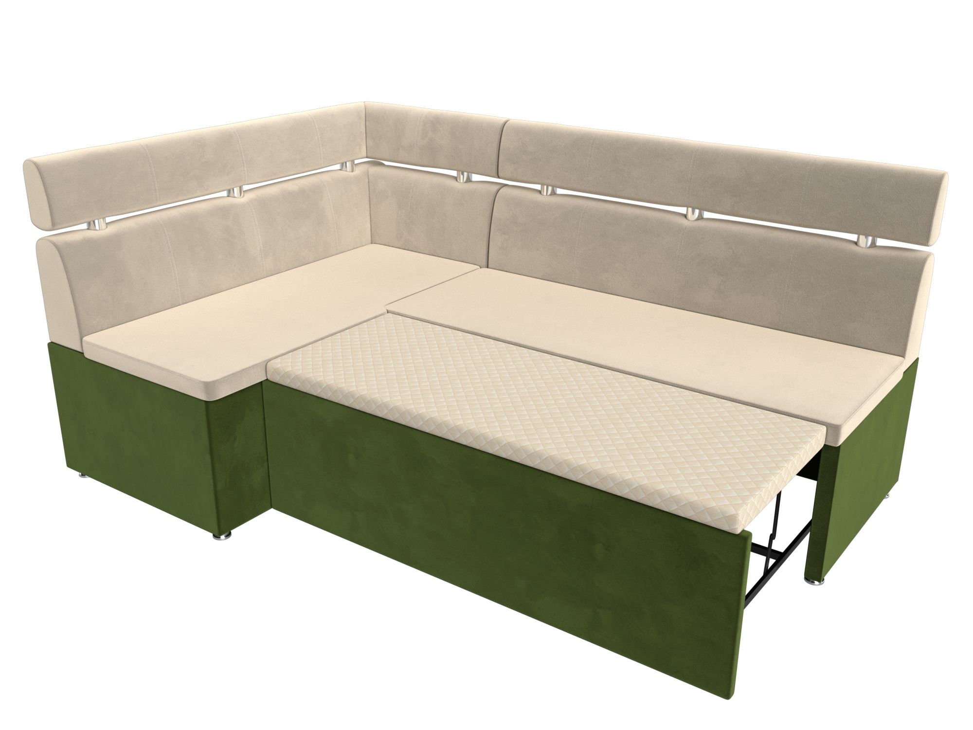 Кухонный угловой диван Классик левый угол (Бежевый\Зеленый)