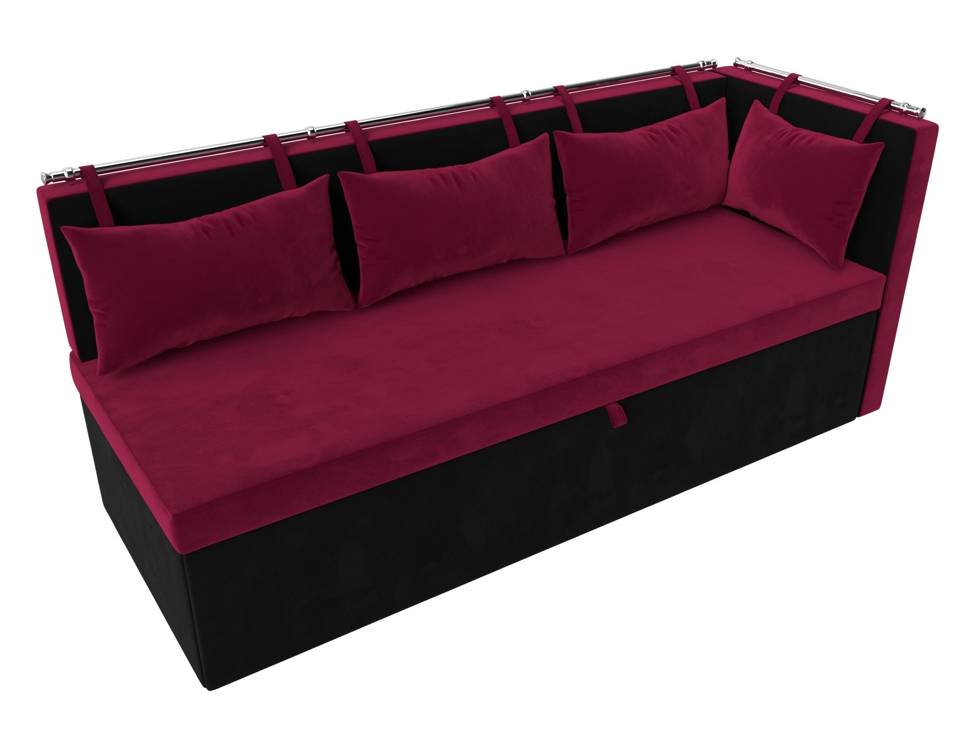 Кухонный диван Метро с углом справа (Бордовый\Черный)