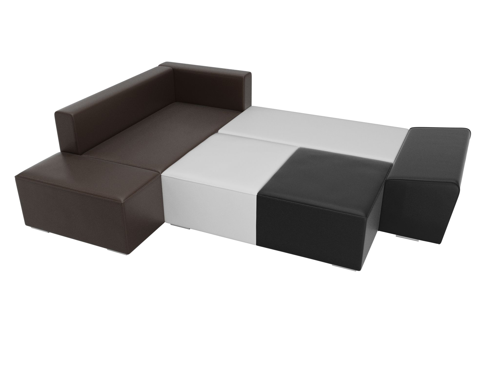 Угловой диван Хьюго левый угол (Черный\белый\коричневый)