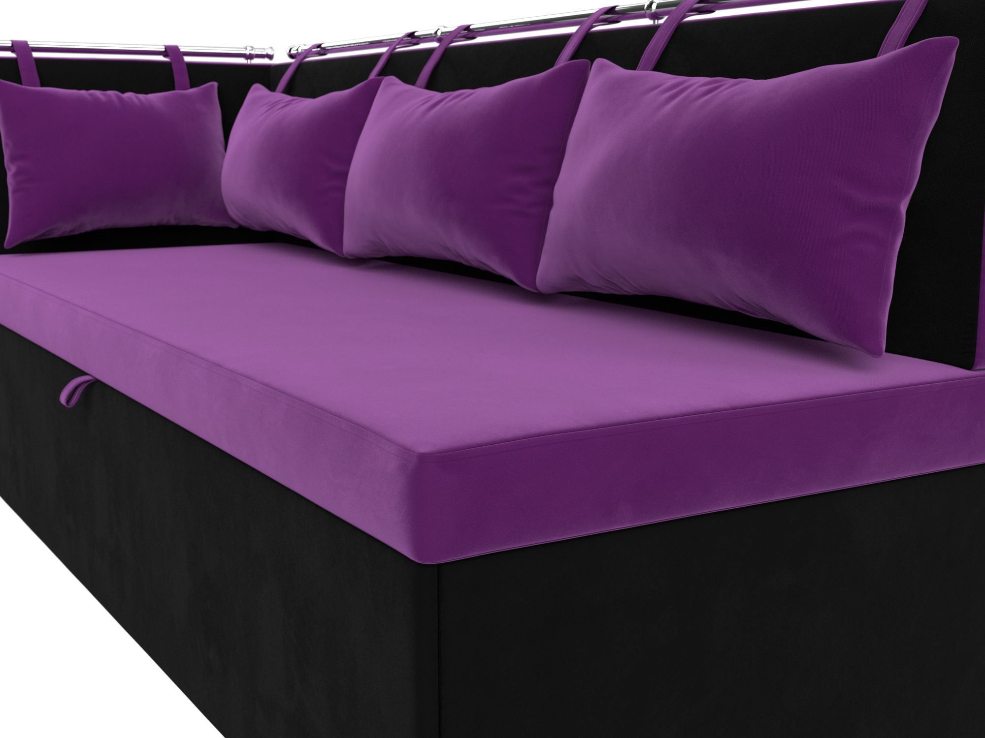 Кухонный диван Метро с углом слева (Фиолетовый\Черный)