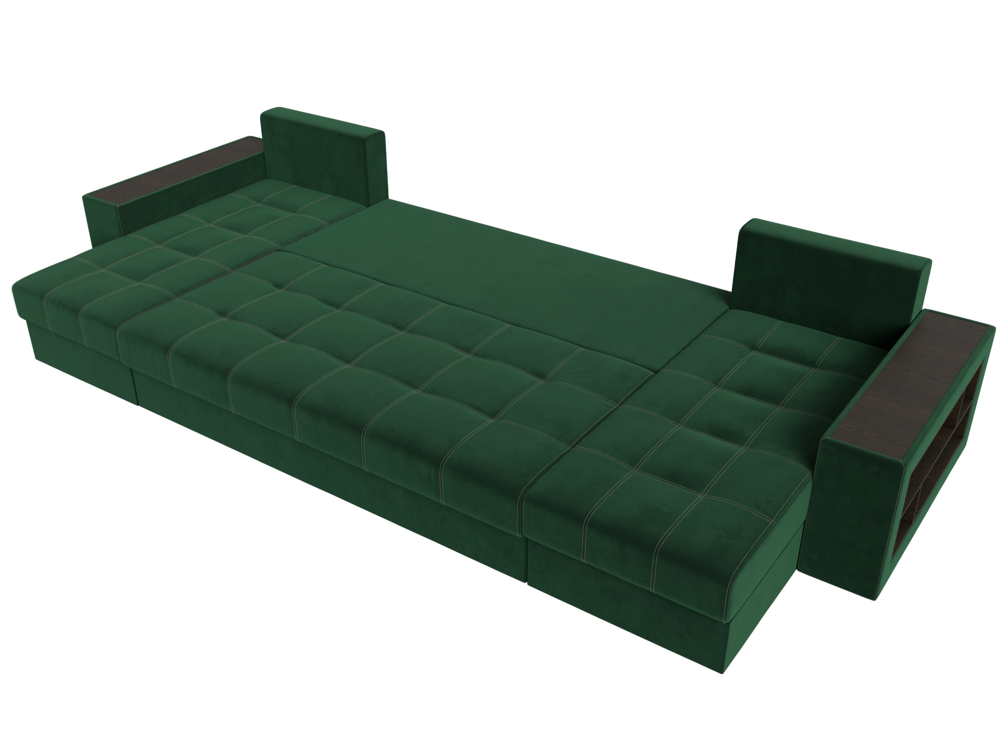 П-образный диван Дубай полки справа (Зеленый)