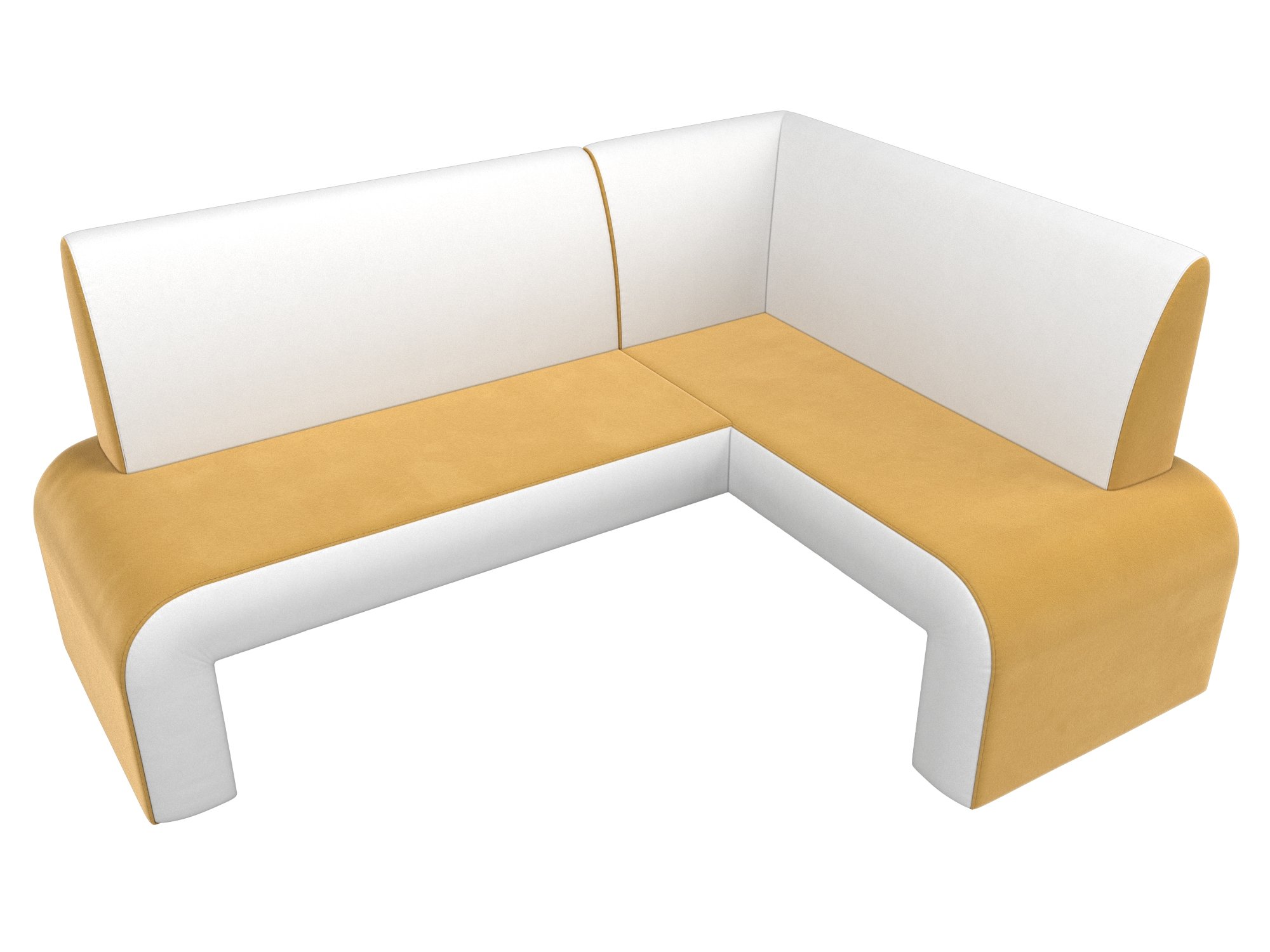Кухонный угловой диван Кармен правый угол (Желтый\Белый)