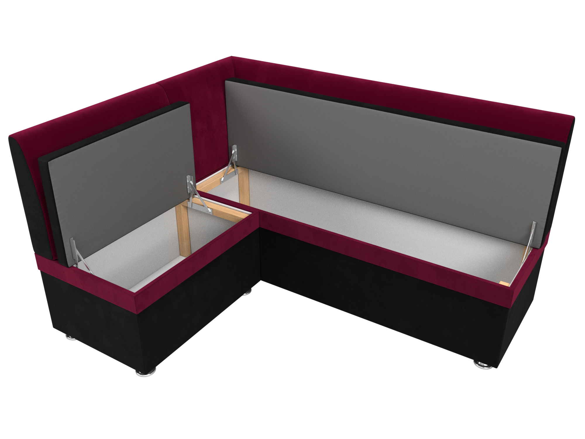Кухонный угловой диван Уют левый угол (Черный\Бордовый)