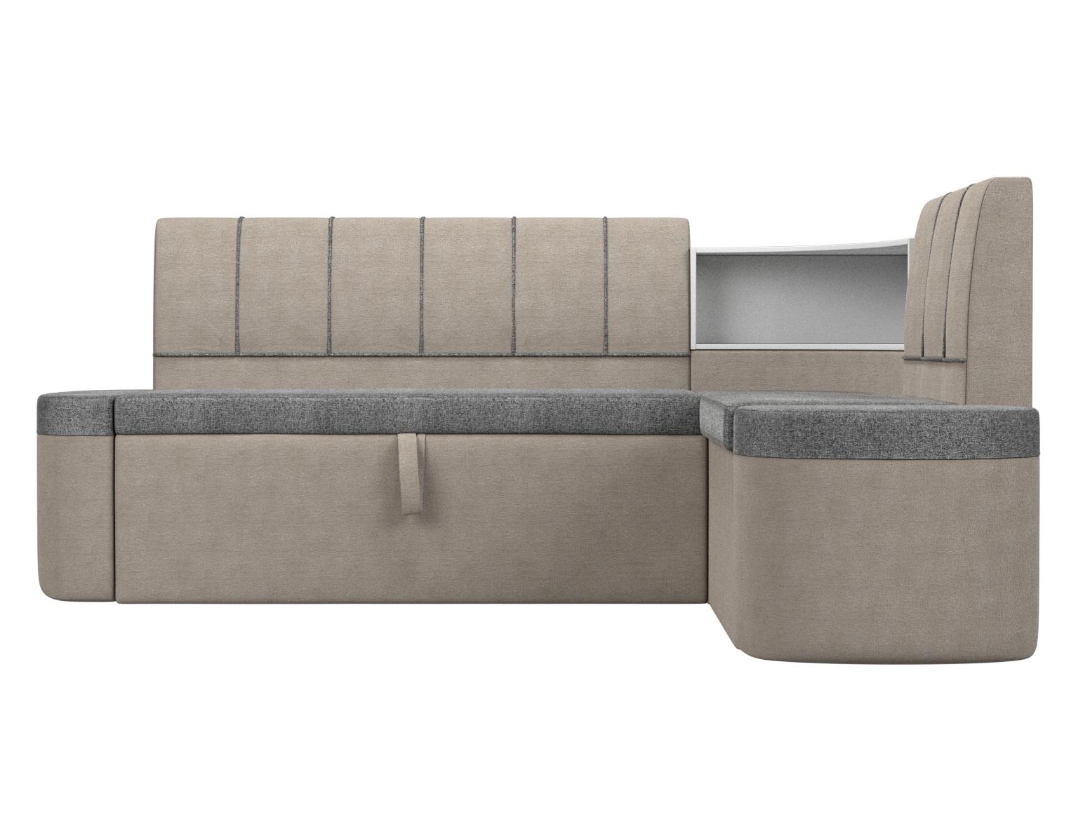 Кухонный угловой диван Тефида правый угол (Серый\Бежевый)
