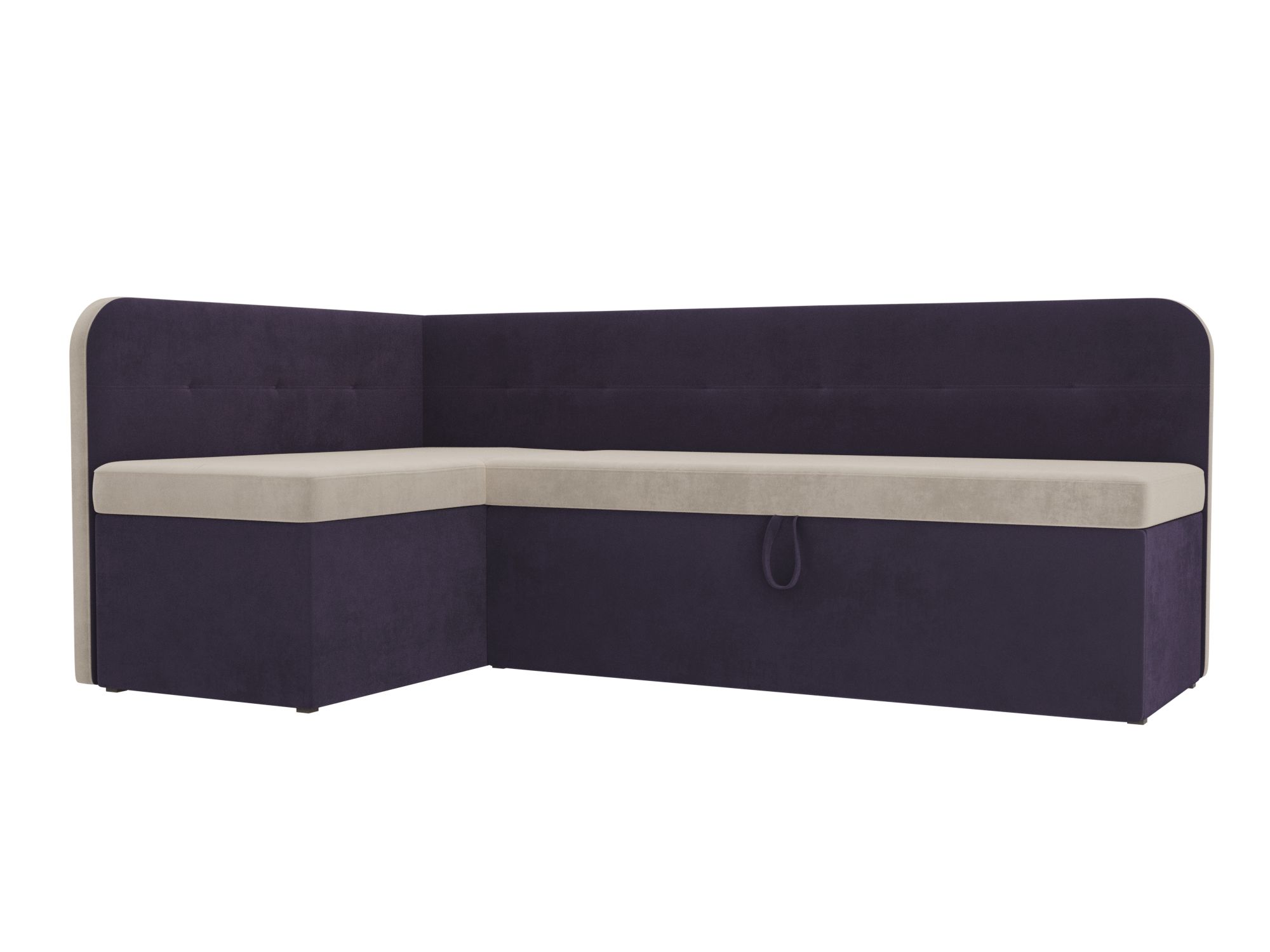 Кухонный угловой диван Форест левый угол (Бежевый\Фиолетовый)