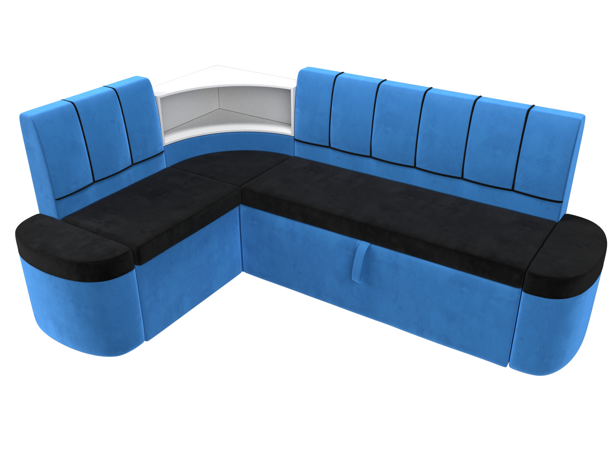 Кухонный угловой диван Тефида левый угол (Черный\Голубой)