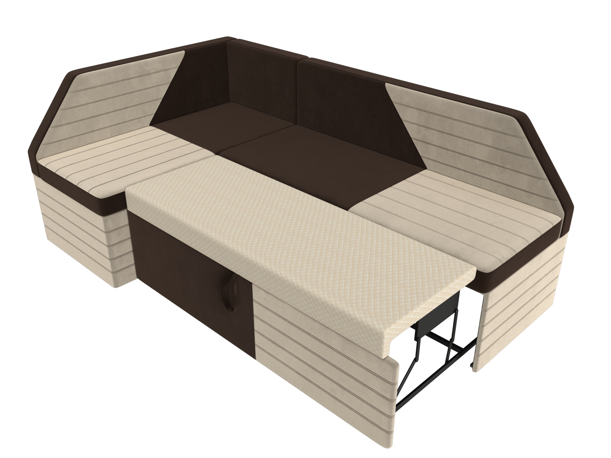 Кухонный угловой диван Дуглас левый угол (Коричневый\Бежевый)