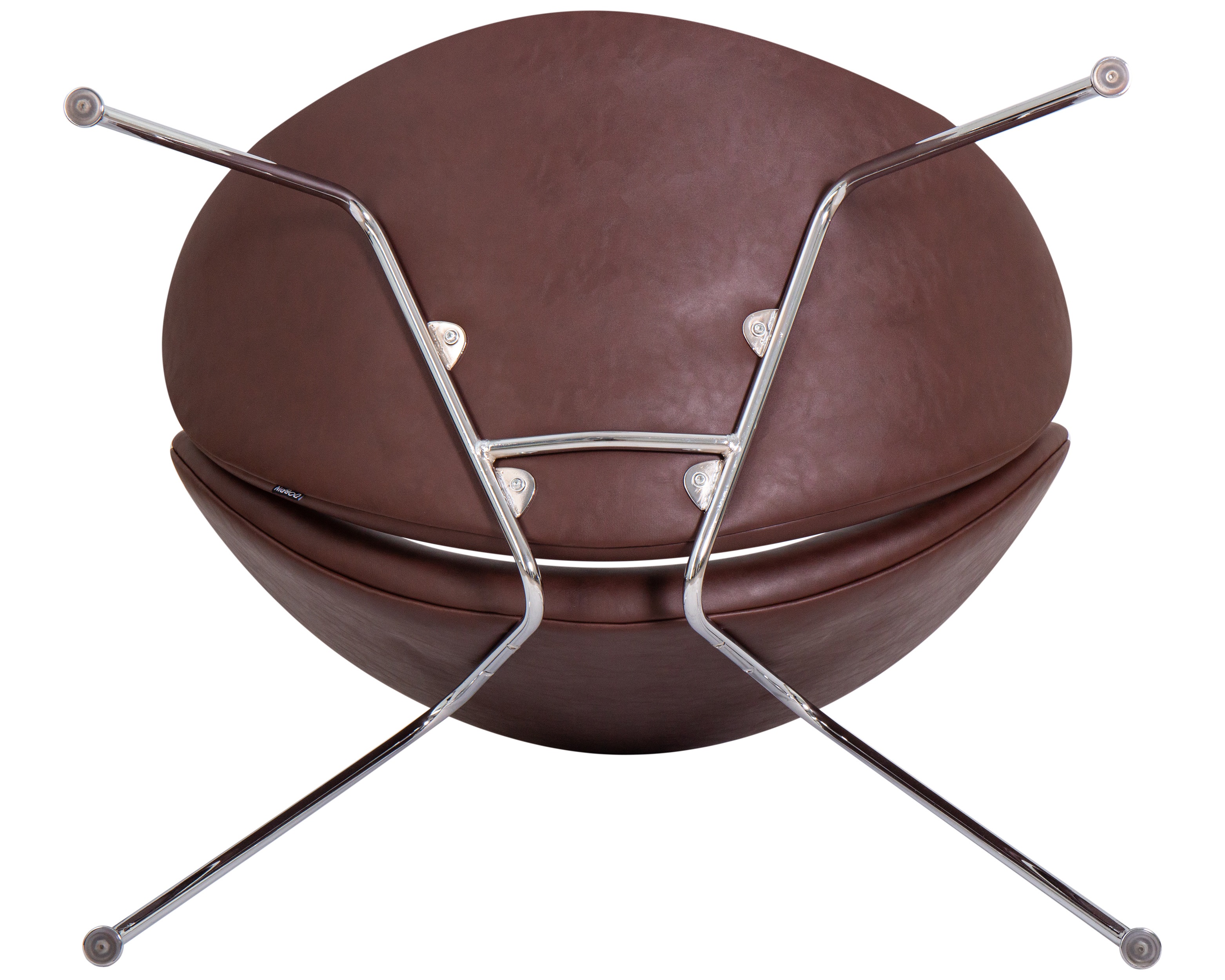 Кресло дизайнерское DOBRIN EMILY (коричневый винил YP5, хромированная сталь)