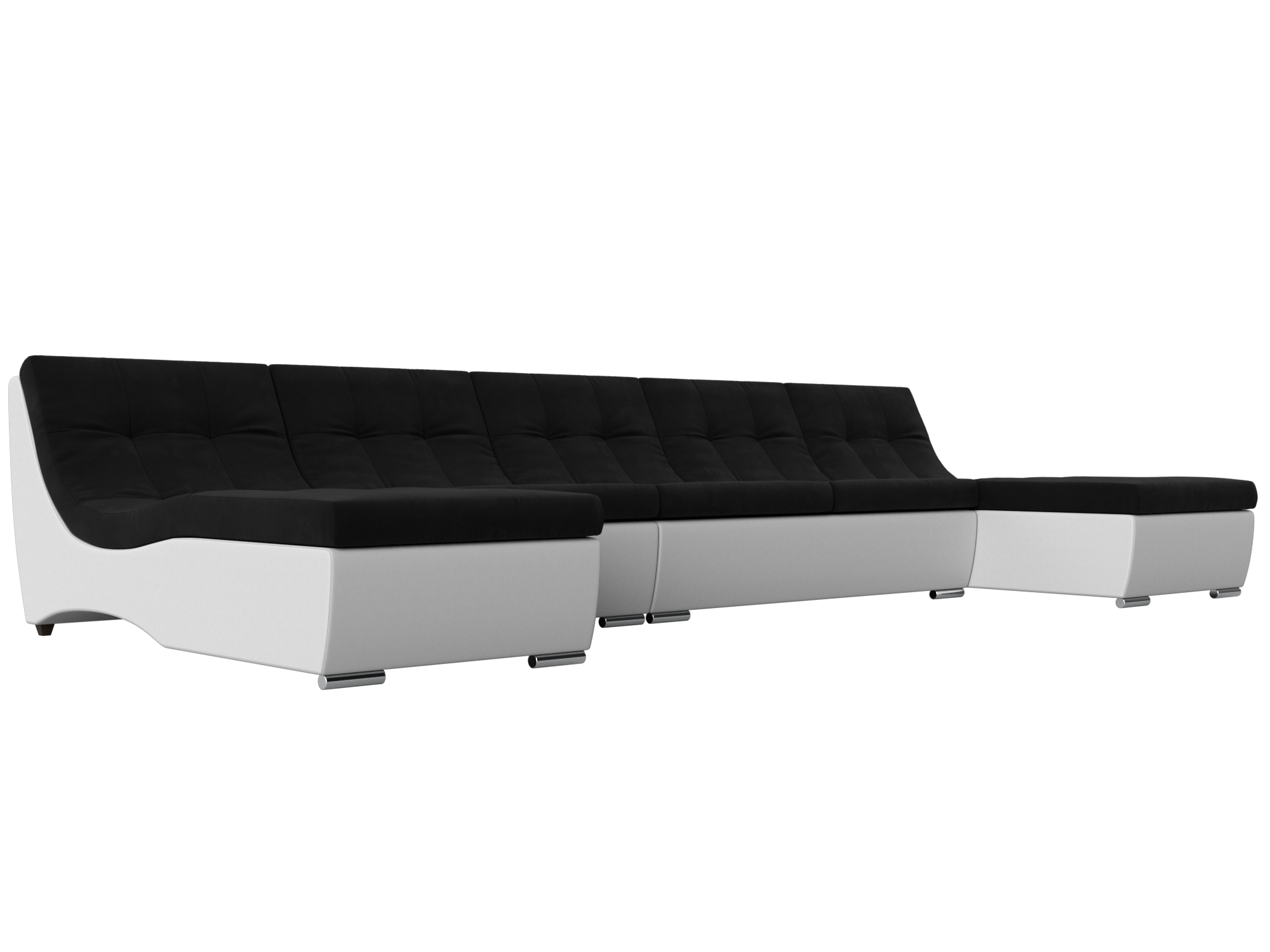 П-образный модульный диван Монреаль Long (Черный\Белый)