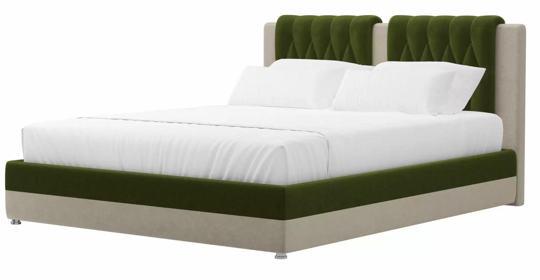 Интерьерная кровать Камилла (Зеленый\Бежевый)