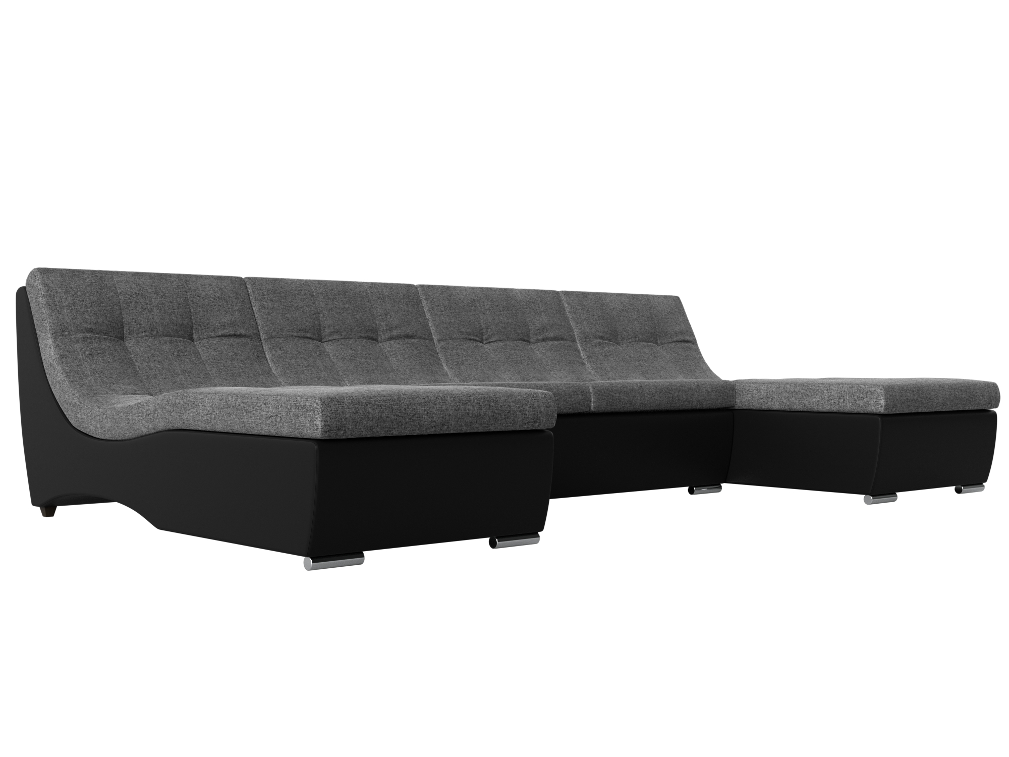 П-образный модульный диван Монреаль (Серый\Черный)