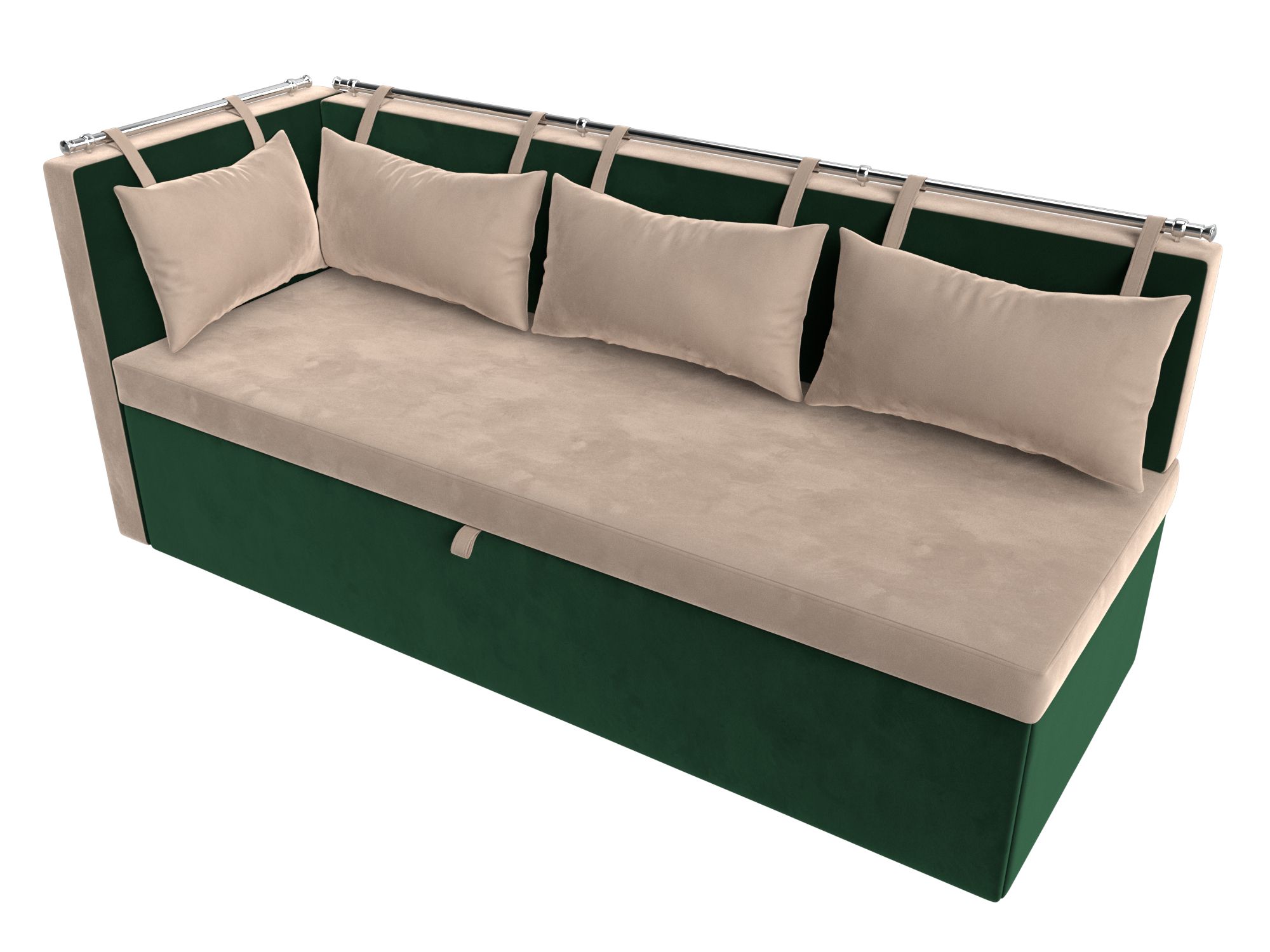 Кухонный диван Метро с углом слева (Бежевый\Зеленый)