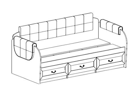 Кровать с ящиками №12.3 (МК-64)