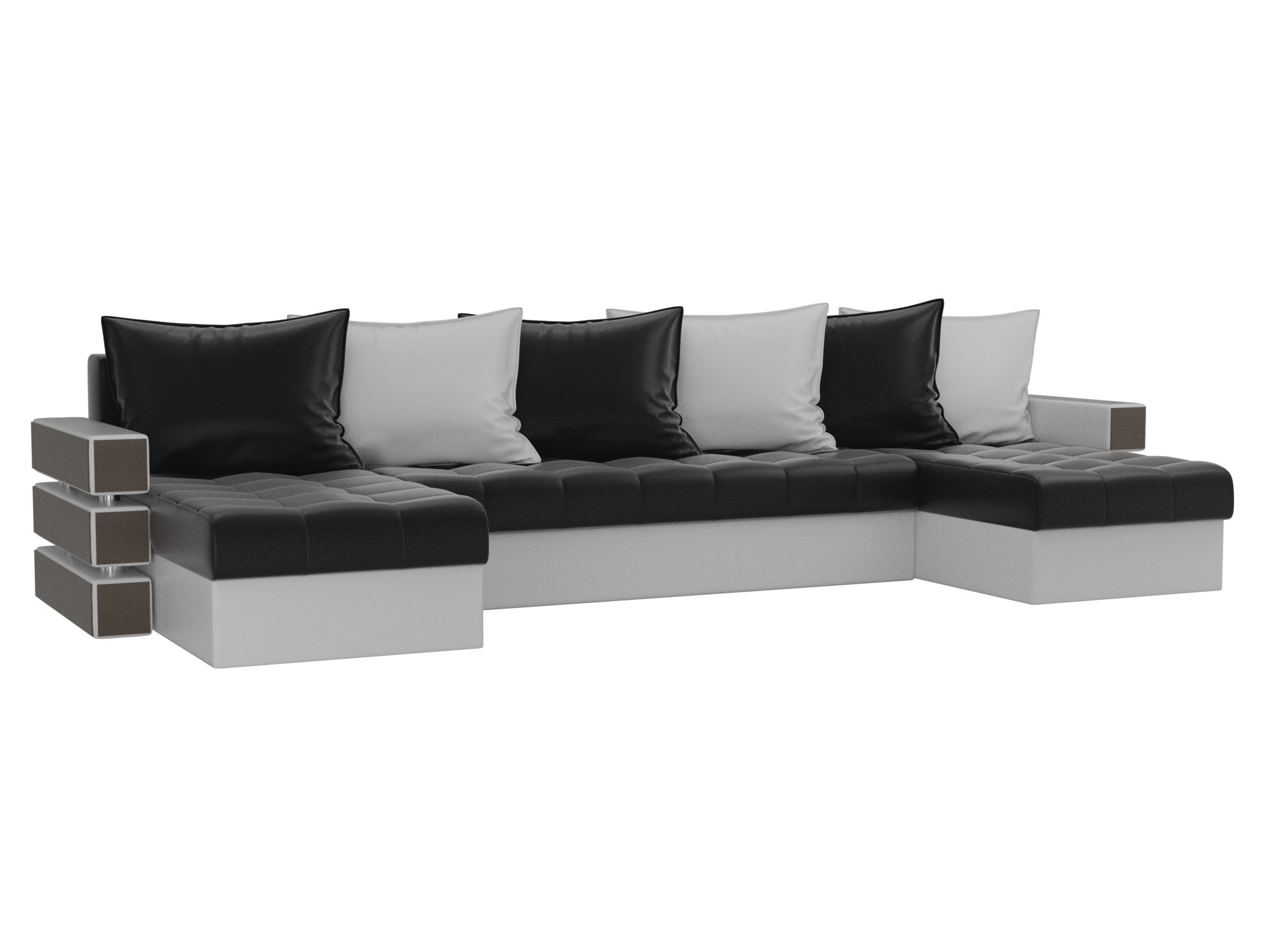 П-образный диван Венеция (Черный\Белый)