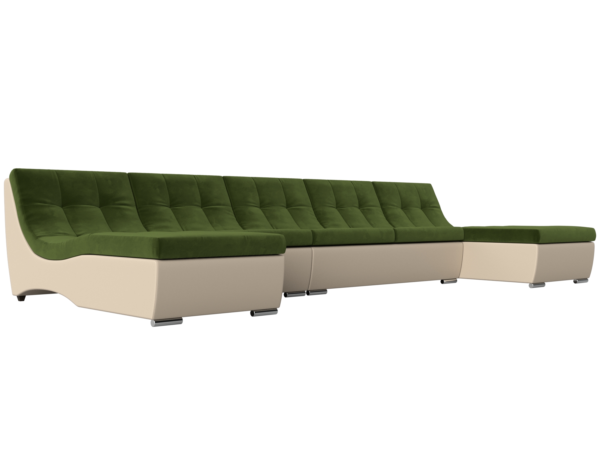 П-образный модульный диван Монреаль Long (Зеленый\Бежевый)
