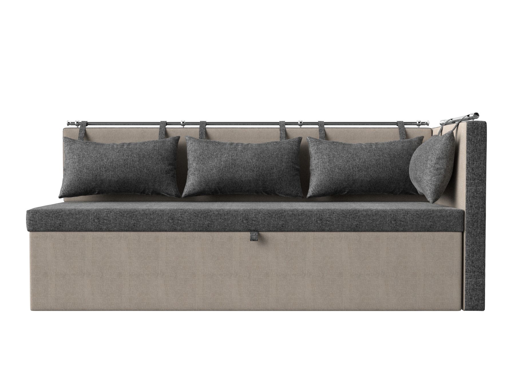 Кухонный диван Метро с углом справа (Серый\Бежевый)
