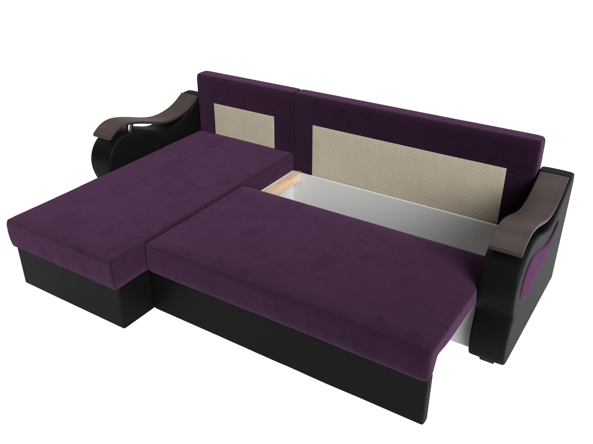 Угловой диван Меркурий Лайт левый угол (Фиолетовый\Черный)