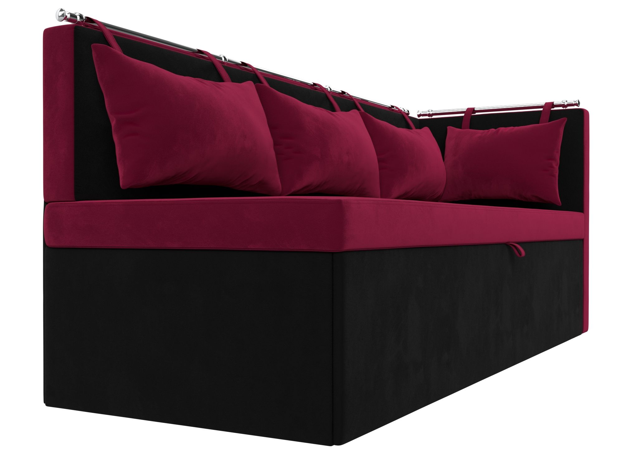 Кухонный диван Метро с углом справа (Бордовый\Черный)