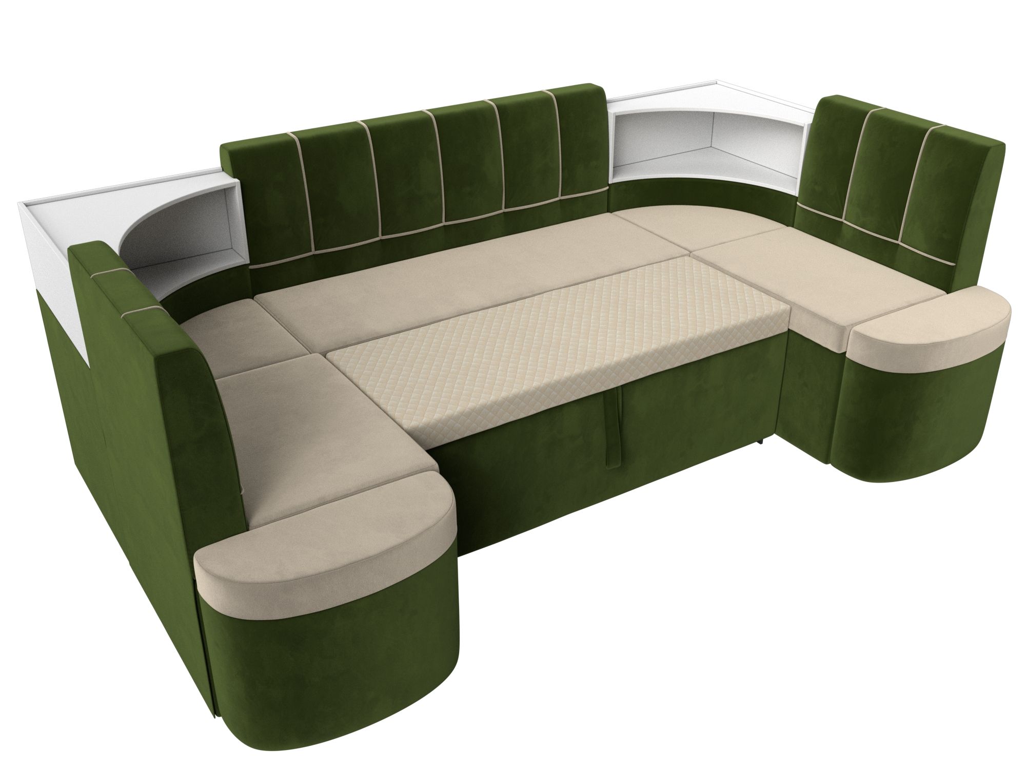 П-образный диван Тефида (Бежевый\Зеленый)
