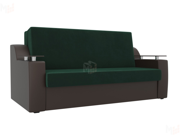 Прямой диван аккордеон Сенатор 140 (Зеленый\Коричневый)