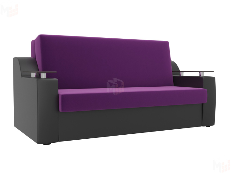 Прямой диван аккордеон Сенатор 160 (Фиолетовый\Черный)