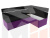 Кухонный угловой диван Классик правый 
угол (Черный\Фиолетовый)