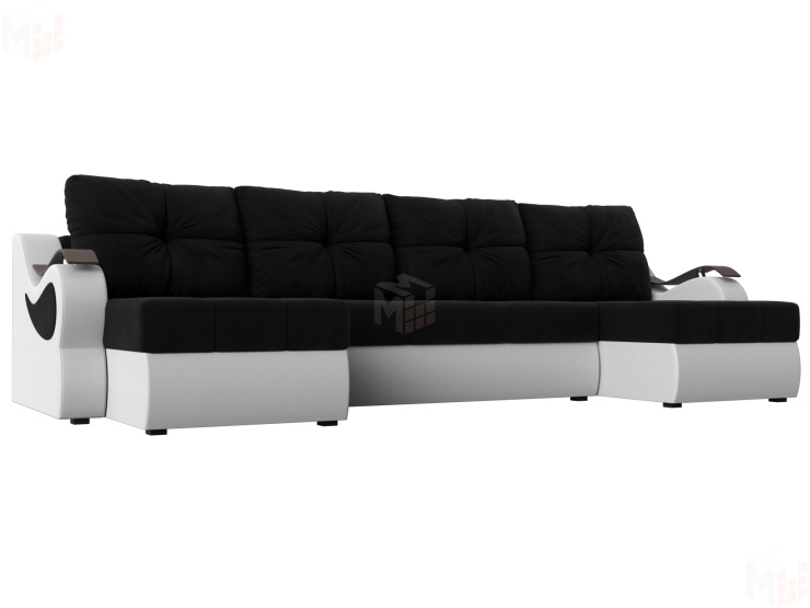 П-образный диван Меркурий (Черный\Белый)