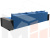 П-образный диван Дубай полки слева (Голубой\Черный)