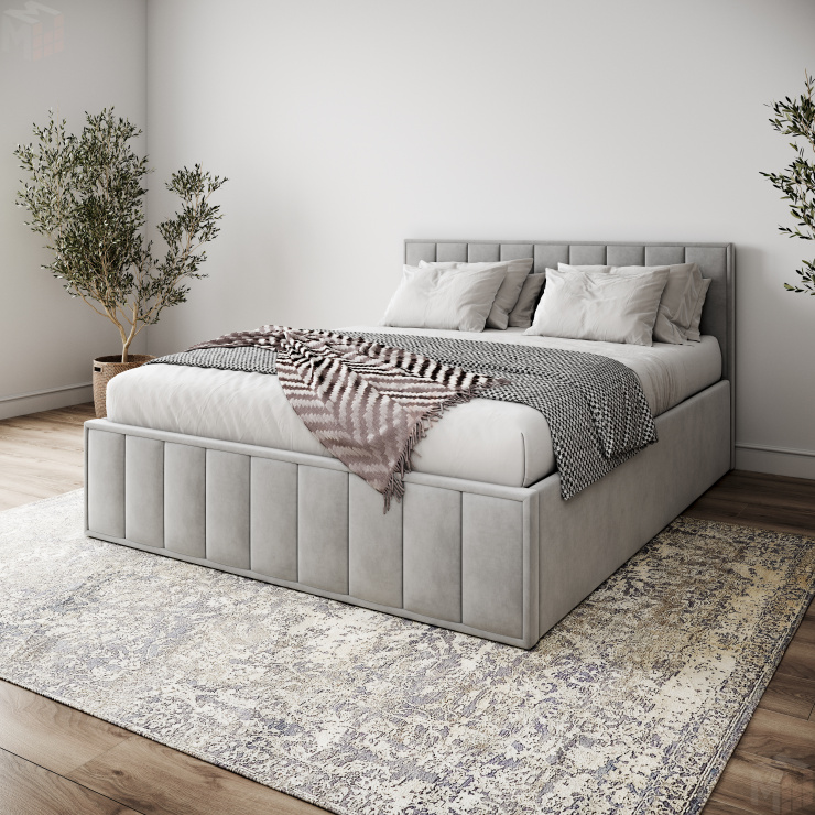 Мягкая кровать Лана 1,8 с подъемным механизмом (серый велюр)