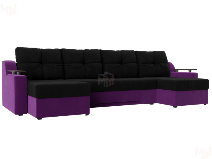 П-образный диван Сенатор (Черный\Фиолетовый)