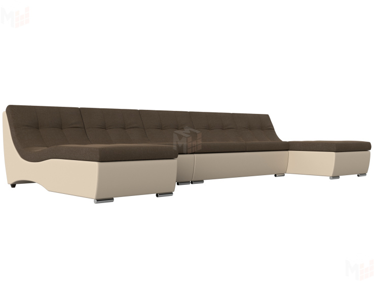 П-образный модульный диван Монреаль Long (Коричневый\Бежевый)