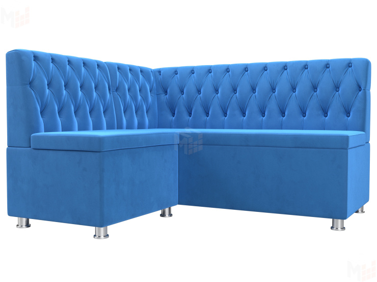 Кухонный угловой диван Мирта левый угол (Голубой)