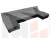 П-образный модульный диван Монреаль Long (Серый\Черный)