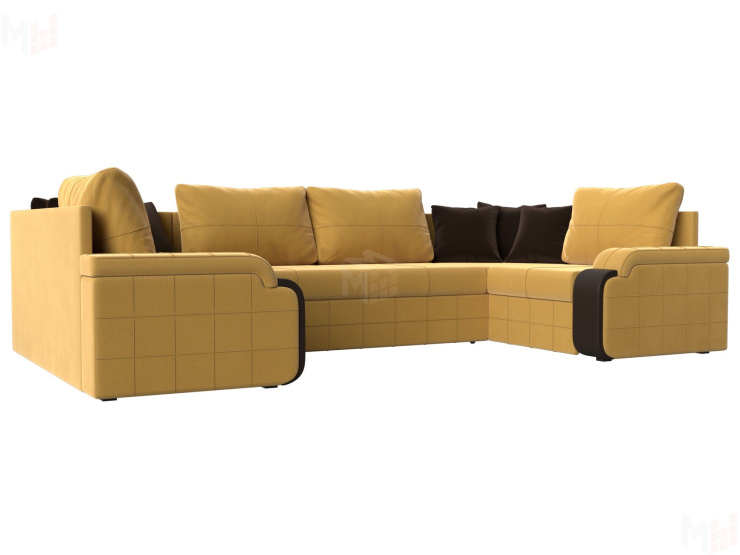 П-образный диван Николь (Желтый\Коричневый\Коричневый)