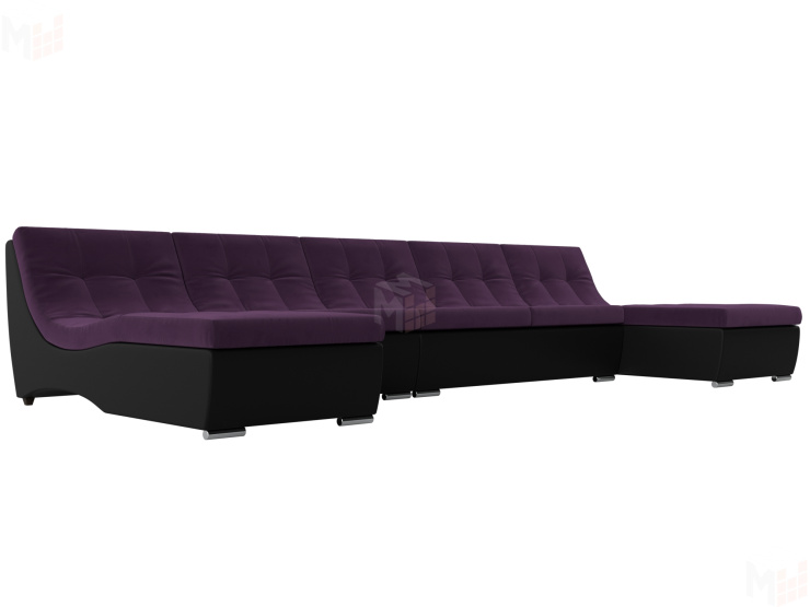 П-образный модульный диван Монреаль Long (Фиолетовый\Черный)