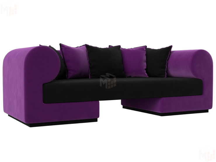 Прямой диван Кипр (Черный\Фиолетовый)