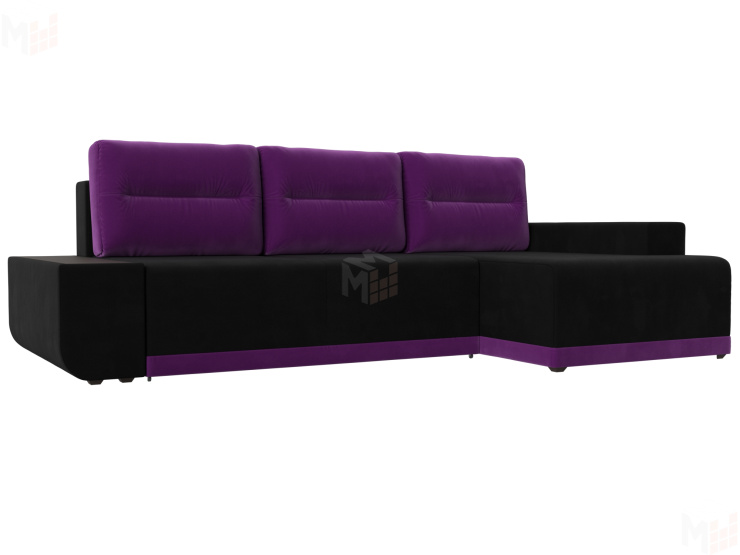 Угловой диван Чикаго правый угол (Черный\Фиолетовый)