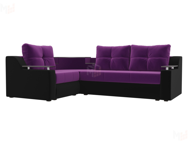 Угловой диван Тесей левый угол (Фиолетовый\Черный)
