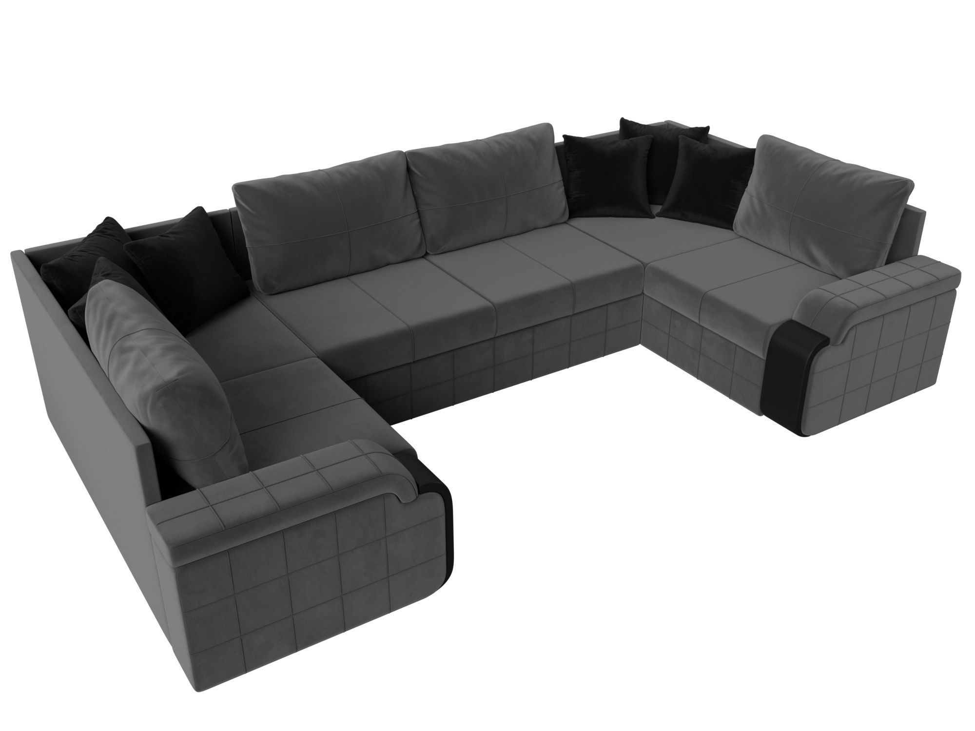 П-образный диван Николь (Серый\Черный\Черный)