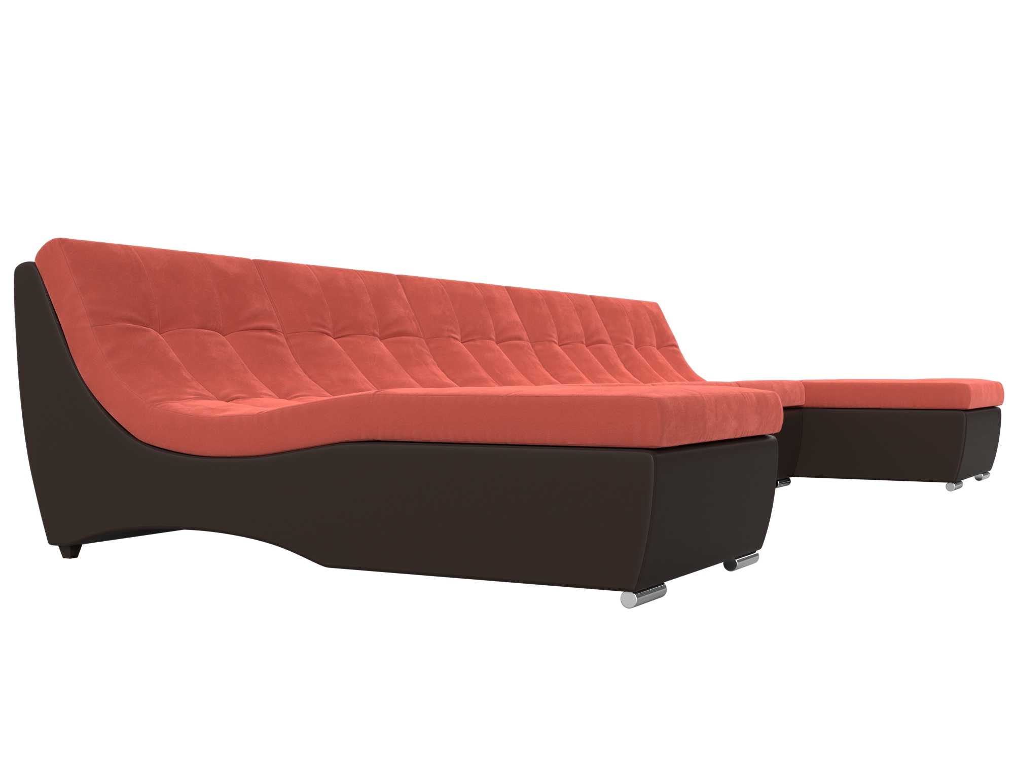 П-образный модульный диван Монреаль Long (Коралловый\Коричневый)